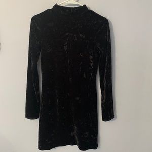 Black velvet long sleeve dress